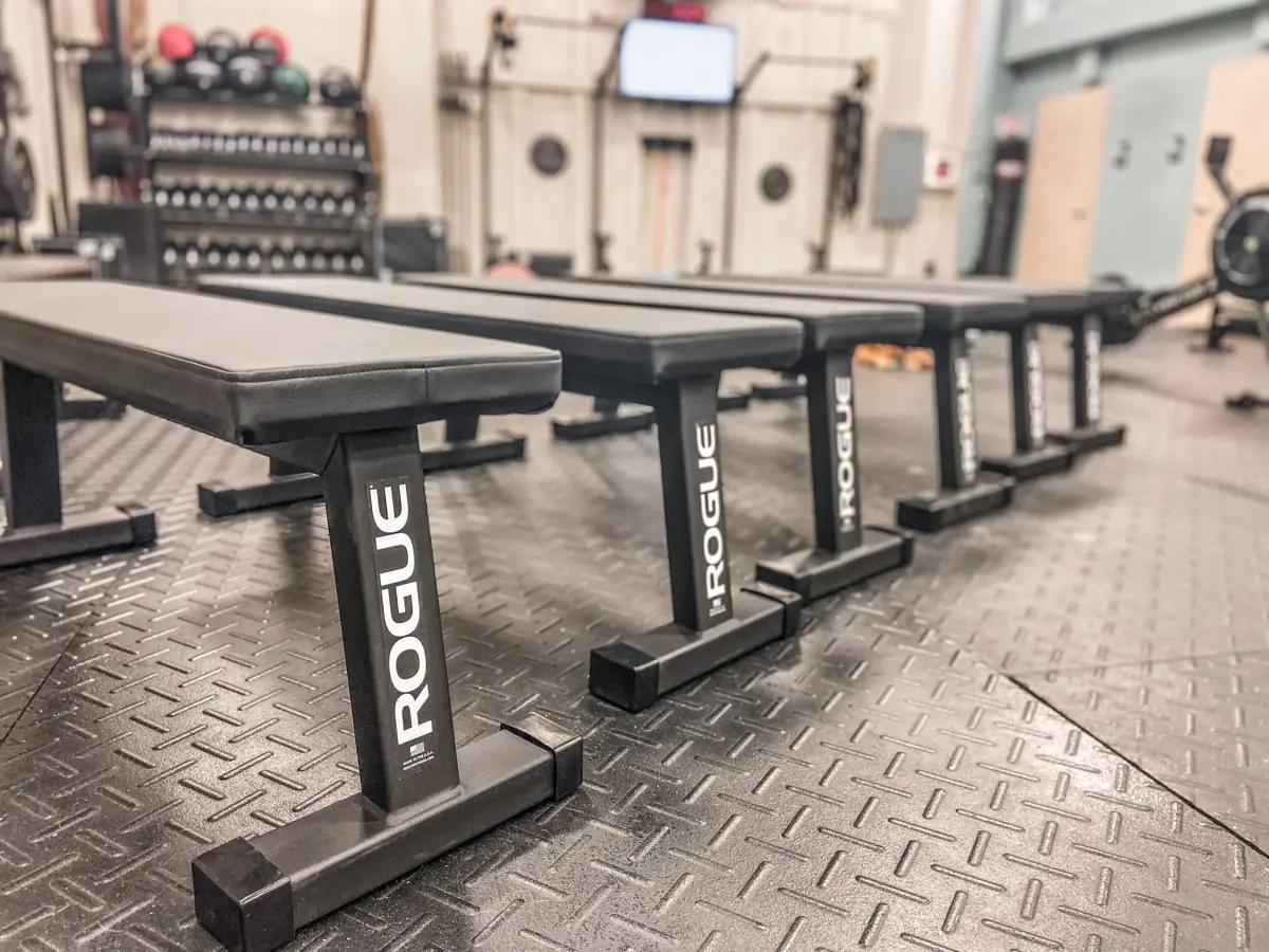 Rogue benches lined up
