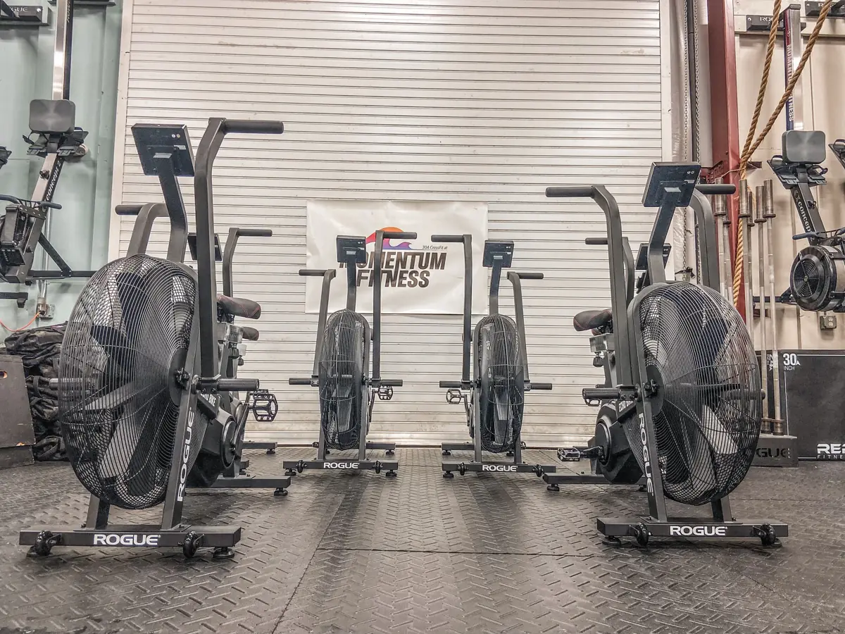 A row of assault bikes
